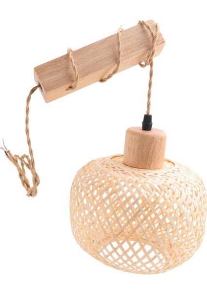 Retro Duvar Işığı Dokuma Rattan Ahşap Azizler Oturma Odası Başucu Lambası Vintage Yatak Odası Dekorasyon Aydınlatma A (Yurt Dışından)