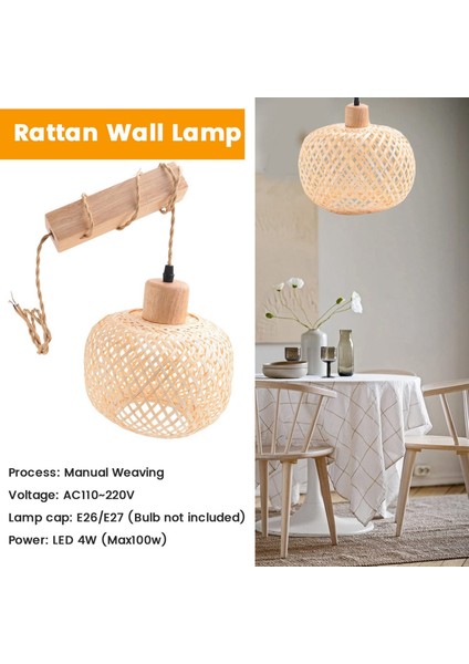 Retro Duvar Işığı Dokuma Rattan Ahşap Azizler Oturma Odası Başucu Lambası Vintage Yatak Odası Dekorasyon Aydınlatma A (Yurt Dışından) fiyatları