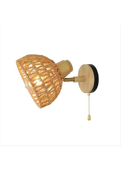 Rattan Duvar Sconces Retro Japon Tarzı Başucu Duvar Lambası Yatak Odası Oturma Odası Duvar Işığı Fermuarlı Işıklar Eu Fiş (Yurt Dışından)