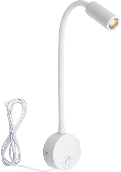 Duvara Monte Okuma Lambası Duvar Lambası Hortum Başucu Lambası Anahtarı Kontrolü Minimalist Stil Duvar Lambası (Beyaz Abd Fişi) (Yurt Dışından)