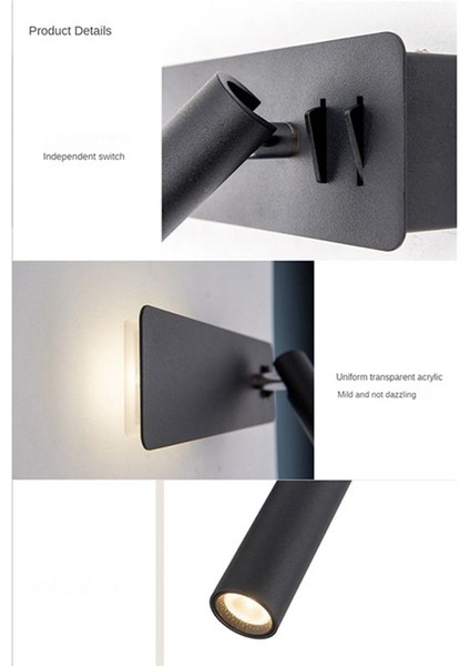Modern Duvar Sconce Başucu Lambası Ev Oturma Odası Dekor Okuma Kapalı Aydınlatma LED Yatak Odası Koridoru Gece Işık Fikir (Yurt Dışından) modelleri