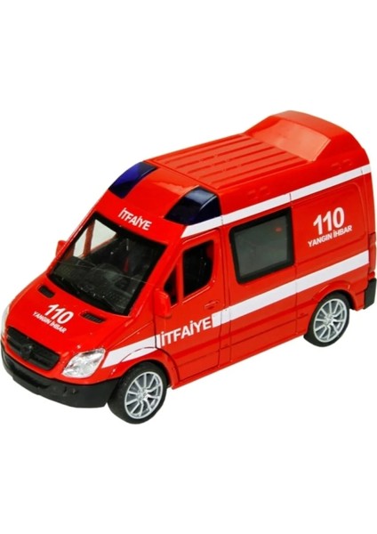 Kırmızı Işıklı Sesli Çek Bırak Metal Itfaiye Aracı Açılır Kapılı 17 cm