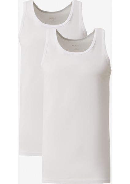 Erkek Beyaz Standart Fit Normal Kesim %100 Pamuk 2'li Atlet Paketi