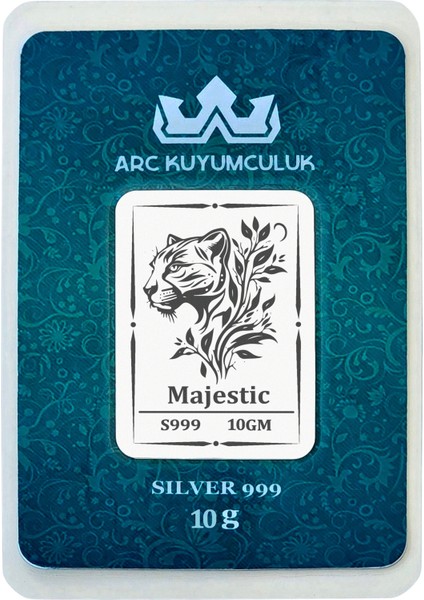 Kaplan Temalı 999 Ayar Gümüş ile Üretilmiş Hediyeye Özel 10 Gram Gümüş Külçesi-750