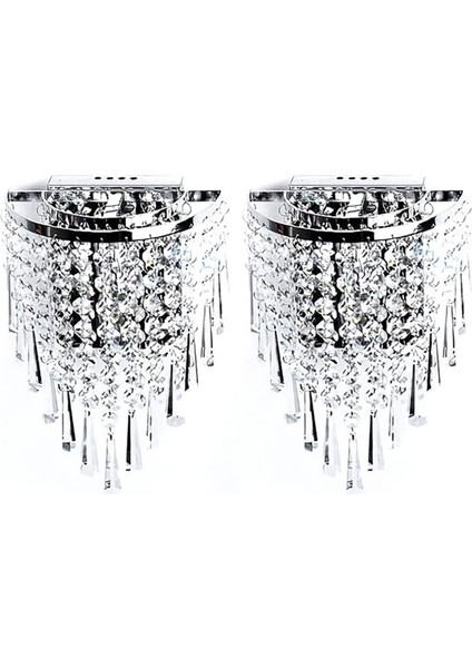 2x Modern Kristal Duvar Lambası Krom Sconce Duvar Işığı Oturma Odası Banyo Evi Kapalı Aydınlatma Dekorasyonu (Yurt Dışından)