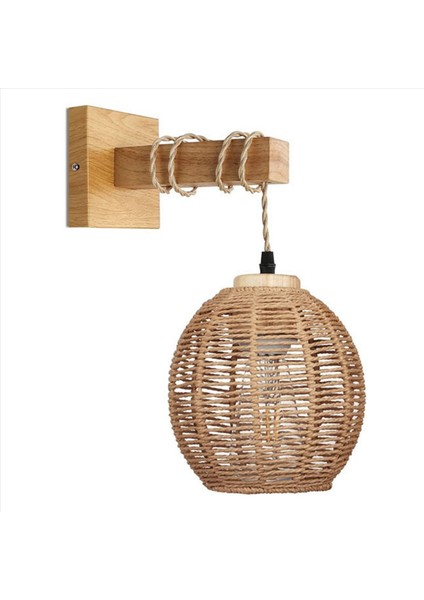 2x Retro Duvar Işık Dokuma Rattan Ahşap Aplikler Oturma Odası Başucu Lambası Vintage Yatak Odası Dekorasyon Aydınlatma-B (Yurt Dışından) fiyatları