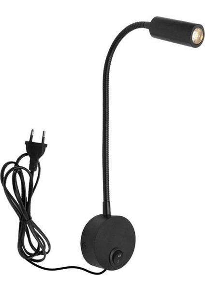 Duvara Monte Okuma Lambası Duvar Lambası Hortum Başucu Lambası Anahtarı Kontrolü Minimalist Stil Duvar Lambası (Siyah Ab Fişi) (Yurt Dışından)