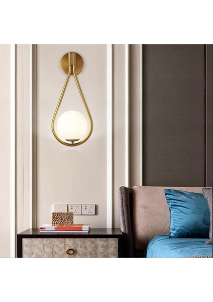 Pirinç Duvar Lambaları Minimalist Cam Top Duvar Hafif Yatak Odası Oturma Odası Banyo Koridor Aydınlatma Armatürleri B (Yurt Dışından) fırsatları
