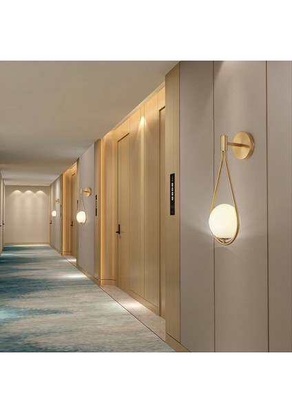 Pirinç Duvar Lambaları Minimalist Cam Top Duvar Hafif Yatak Odası Oturma Odası Banyo Koridor Aydınlatma Armatürleri B (Yurt Dışından) indirimleri