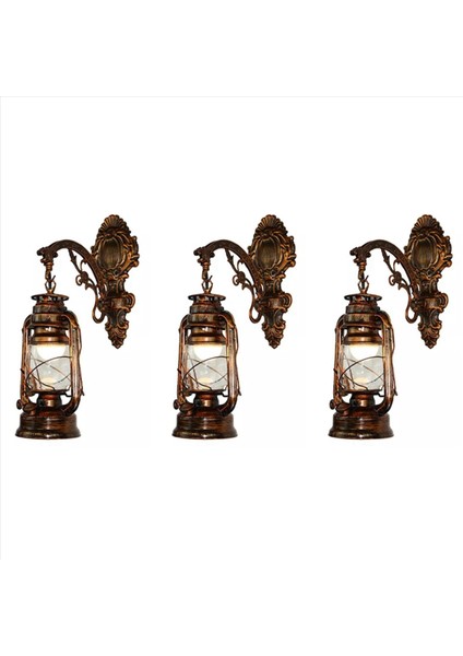 3x Vintage LED Duvar Lambası Ahır Fener Retro Kömür Yağ Duvarı Işık Avrupa Antika Stil (Yurt Dışından)