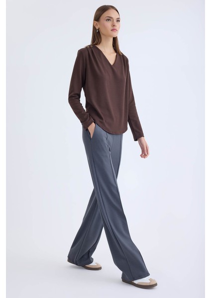 Önü Dikişli Geniş Paça Beli Lastikli Pantolon fiyatları