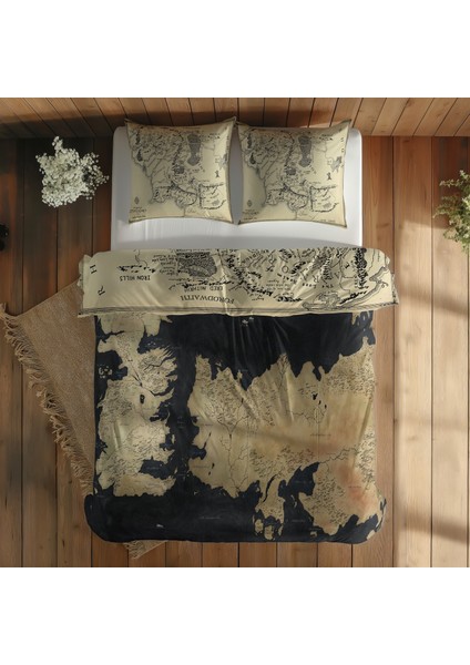 Yüzüklerin Efendisi Orta Dünya Haritası & Game Of Thrones Map Nevresim Takımı - 200 cm x 220 cm fiyatları