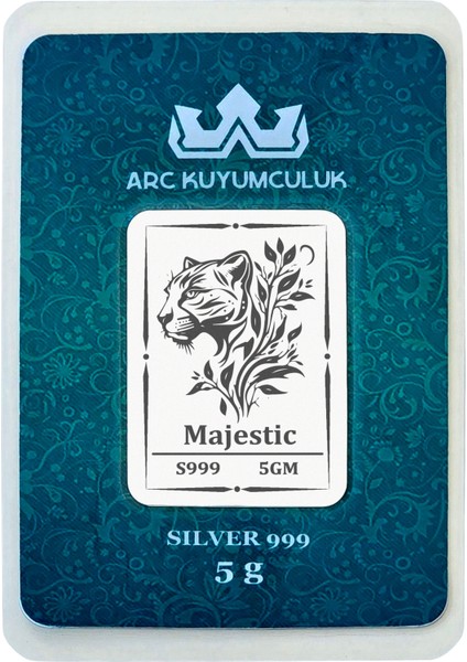 999 Ayar Gümüş ile Tasarlanmış Kaplan Temalı Hediyeye Özel 5 Gram Gümüş Külçesi-750