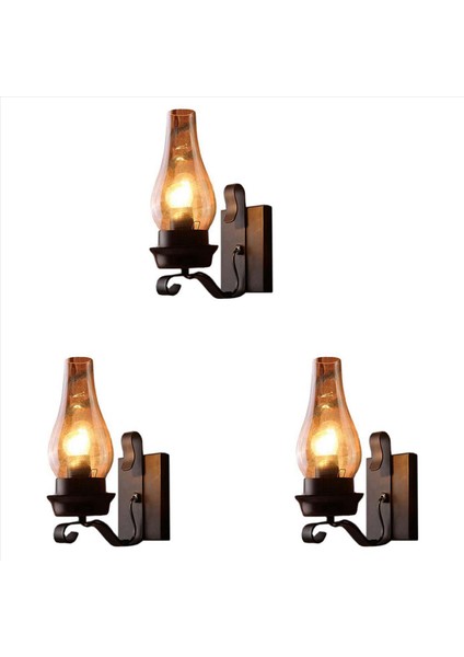 3x Vintage Endüstriyel Retro Duvar Işık Kasnağı Kapalı Aziz Lamba Fikstürü Yatak Odası Balkon Koridor Koridoru Işıkları (Yurt Dışından)