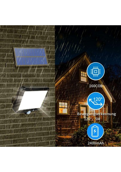 2x 160 Cob Powered Hafif Açık Dış Motor Sensörü Güneş Işığı Duvar Lambası Bahçe Garaj Drive Yolu Sundurma Çit (Yurt Dışından) indirimleri