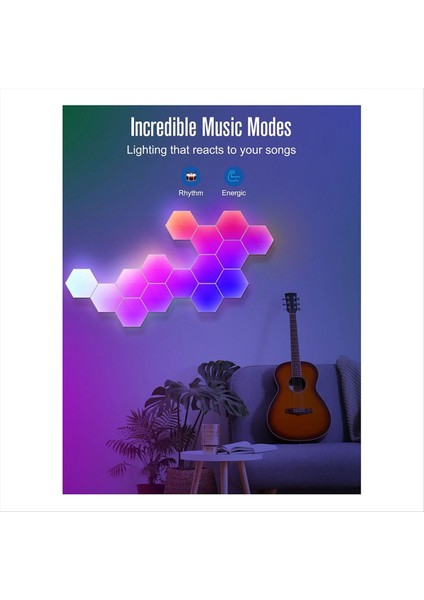 Rgb Akıllı Işık Tahtası Altıgen Lamba Kapalı Atmosfer Duvar Lambası Ses Kontrol Uygulaması Gece Işığı Oyun Odası (B) (Yurt Dışından)