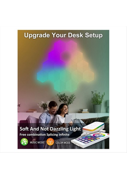 Rgb Akıllı Işık Tahtası Altıgen Lamba Kapalı Atmosfer Duvar Lambası Ses Kontrol Uygulaması Gece Işığı Oyun Odası (B) (Yurt Dışından) modelleri