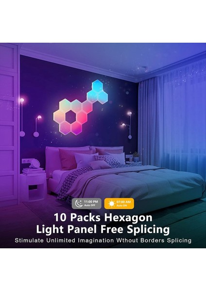 Rgb Akıllı Işık Tahtası Altıgen Lamba Kapalı Atmosfer Duvar Lambası Ses Kontrol Uygulaması Gece Işığı Oyun Odası (B) (Yurt Dışından) fırsatları