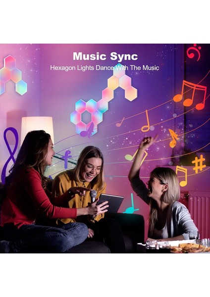 Rgb Akıllı Işık Tahtası Altıgen Lamba Kapalı Atmosfer Duvar Lambası Ses Kontrol Uygulaması Gece Işığı Oyun Odası (B) (Yurt Dışından) indirimleri