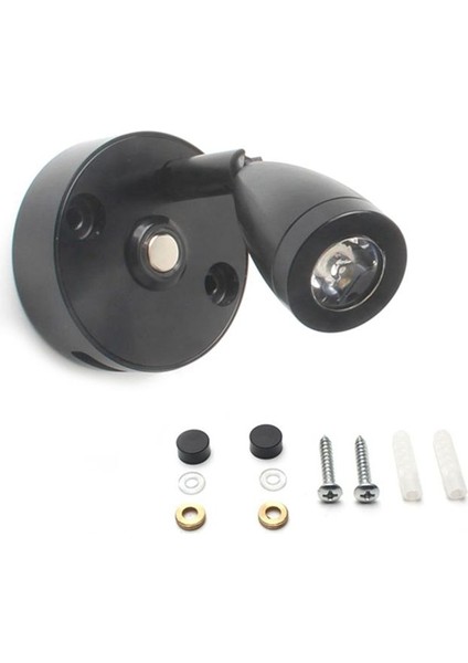 Dönen Okuma Işık Sıcak Beyaz Araba Dönen Duvar Işığı Dokunmatik Dönme Rv Işık Şarj Portu Tekne Yat Rv (Siyah) (Yurt Dışından)