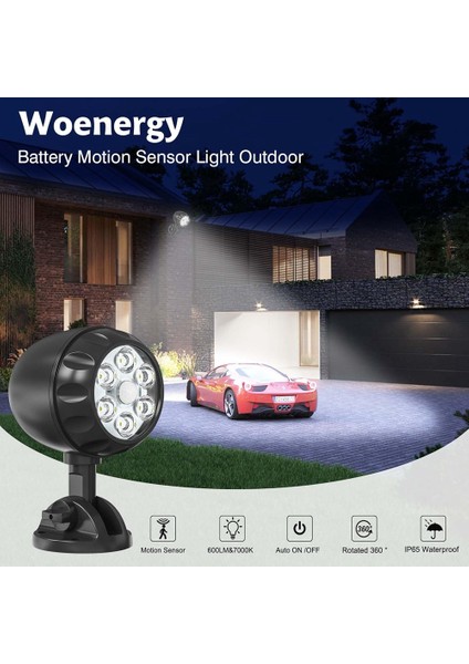Pil Hareket Sensörü Işık Açık Dış Mokal Kullanılan Hareket Işıkları Dış Mekan 6 LED - 6000K Auto Kapalı 2 Pack (Yurt Dışından) fiyatları