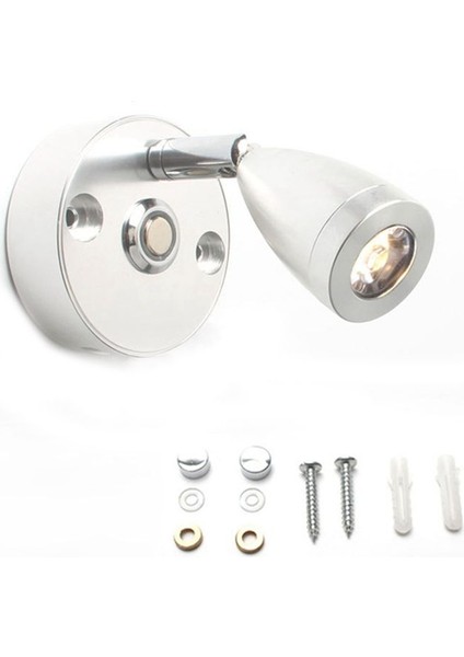 Dönen Okuma Hafif Sıcak Beyaz Araba Dönen Duvar Işığı Dokunmatik Yüzme Rv Işık Şarj Port Tekne Yat Rv (Gümüş) (Yurt Dışından)