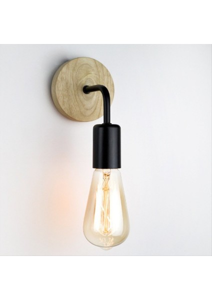 Ahşap Duvar Lambası Vintage Sconce Duvar Işıkları Fikstür E27 Başucu Retro Lamba Endüstriyel Dekor Yemek Odası Yatak Odası Işığı (Yurt Dışından)