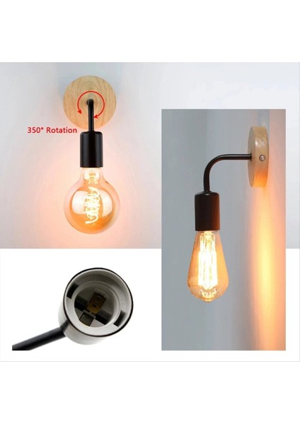 Ahşap Duvar Lambası Vintage Sconce Duvar Işıkları Fikstür E27 Başucu Retro Lamba Endüstriyel Dekor Yemek Odası Yatak Odası Işığı (Yurt Dışından) modelleri