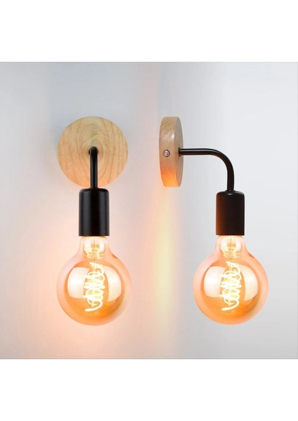 Ahşap Duvar Lambası Vintage Sconce Duvar Işıkları Fikstür E27 Başucu Retro Lamba Endüstriyel Dekor Yemek Odası Yatak Odası Işığı (Yurt Dışından) fırsatları
