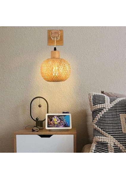 3x Retro Japon Tarzı Bambu Başucu Duvar Lambası Restoran Rattan Lambmine Yatak Odası Arka Plan Duvar Lambaları (Yurt Dışından) modelleri