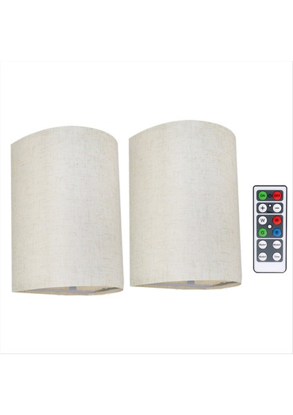 Şarj Edilebilir Duvar Sconce Manyetik Kablosuz Lamba Rgb Renkler Kumaş Keten Gölgesi ve Uzaktan Demirlenebilir Aydınlatma 2 Adet (Yurt Dışından)