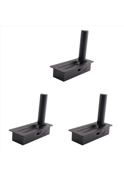 3x Oda LED Lamba Duvar Duvar Işık Sconce Yatak Tarafı Okuma Işık Gömülü Otomatik Anahtar Duvar Lambaları Siyah (Yurt Dışından)