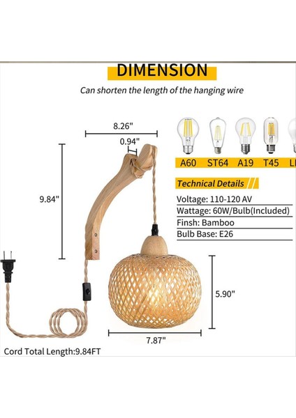 Retro Japon Tarzı Bambu Başucu Duvar Lambası Restoran Rattan Lamba Lampmine Yatak Odası Arka Plan Duvar Lambaları Abd Fiş-B (Yurt Dışından) fırsatları