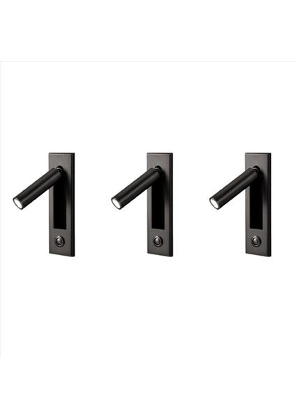 3x Okuma Işıkları Başlık Duvar Işığı Okuma Işık Gömülü Push Switch Oturma Odası Için Duvar Lambaları Yatak Odası Siyah (Yurt Dışından)