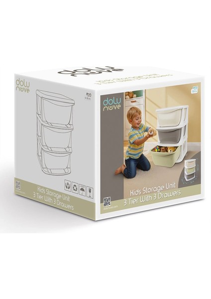7130 3 Katlı 3 Çekmeceli Saklama Ünitesi -Dolu Oyuncak