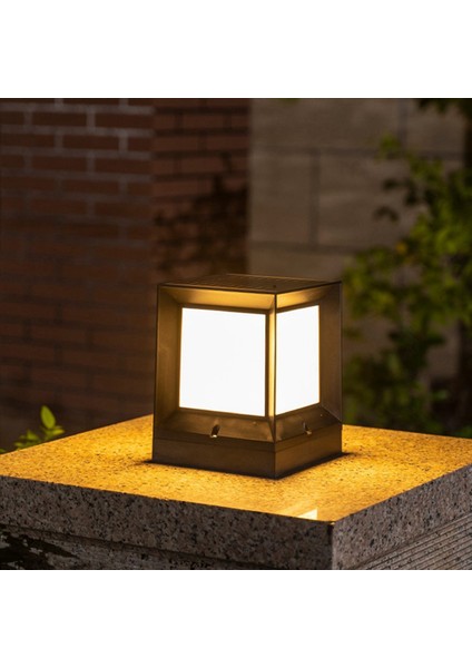 2x LED Güneş Sütunu Far Far Güçlü Sütun Lambası Su Geçirmez Duvar Işığı Avlu Peyzaj Bahçesi 10 cm (Yurt Dışından)