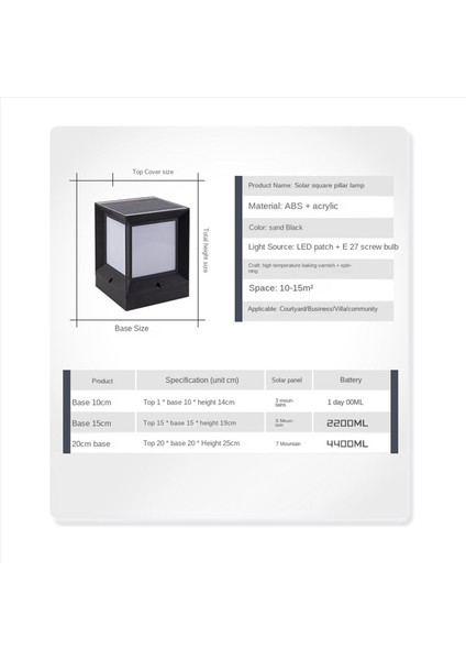 2x LED Güneş Sütunu Far Far Güçlü Sütun Lambası Su Geçirmez Duvar Işığı Avlu Peyzaj Bahçesi 10 cm (Yurt Dışından) fiyatları