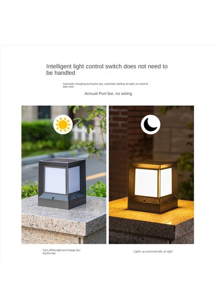 2x LED Güneş Sütunu Far Far Güçlü Sütun Lambası Su Geçirmez Duvar Işığı Avlu Peyzaj Bahçesi 10 cm (Yurt Dışından) indirimleri