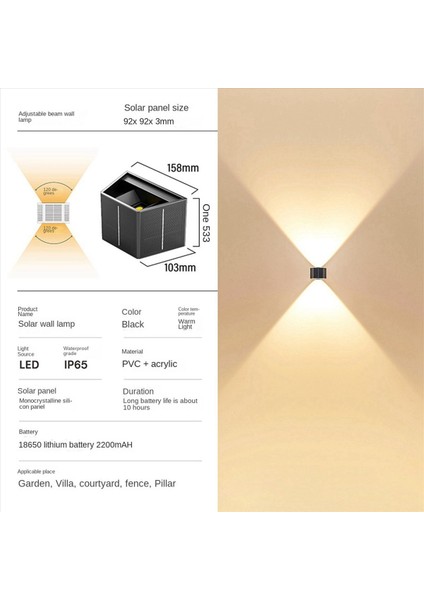 2x Güneş Duvar Işığı Açık Dış Mekan Yukarı Aydınlatma LED Lamba Güneş Duvar Yıkama Işıkları Avlu Bahçesi Dimmable (Yurt Dışından) fırsatları