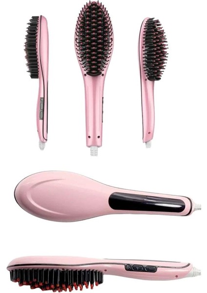 Elektrikli Saç Düzleştirici Tarak Saç Düzleştirici Fırça Sıkı Dişli Pembe fırsatları