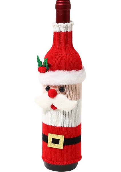 Noel Karikatür Örgü Yaşlı Adam Kardan Adam Kırmızı Şarap Kılıfı (Yurt Dışından)