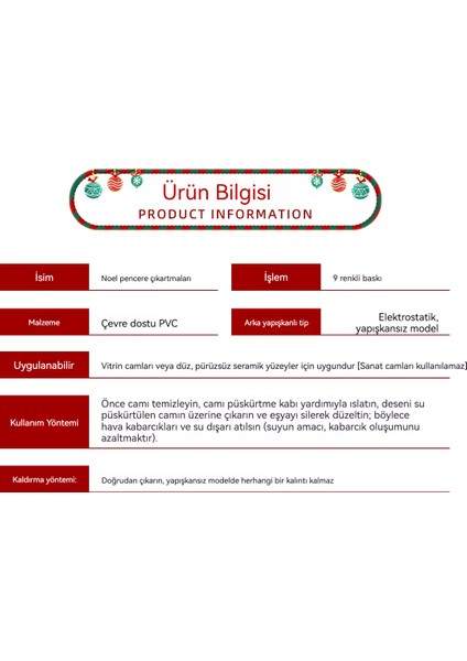 Noel Cam Kapı Çıkartmaları, Pencere Vitrin Çıkartmaları (Yurt Dışından) fiyatları