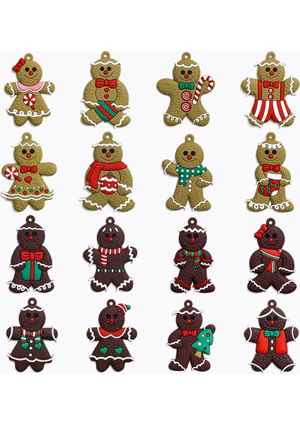 16 Adet Noel Ağacı Süsü, Pvc Yumuşak Jel Dekorasyon Dıy Asılı Süs (Yurt Dışından)