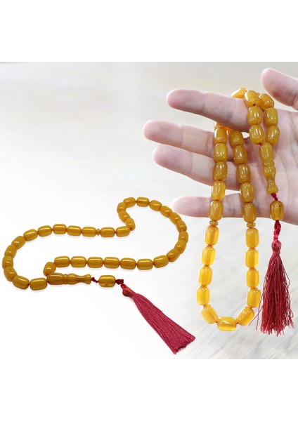 Osmanlı Saray Püsküllü Sarı Çubuk Sıkma Kehribar Tesbih Maxi Boy Kapsül Kesim fiyatları