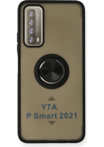 Huawei P Smart 2021 Kılıf Montreal Yüzüklü Silikon Kapak - Siyah (K95)