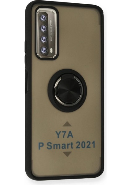 Huawei P Smart 2021 Kılıf Montreal Yüzüklü Silikon Kapak - Siyah (K95) fiyatları