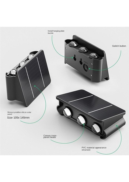 Güneş Duvar Işık Dış Mekan Aydınlatma LED Lamba Kullanıcı Bahçe 4 Işı (Yurt Dışından) indirimleri