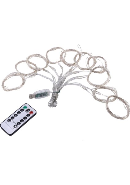 Beyaz Işık 300 LED Perde Peri Işıkları USB String Duvar Asma Parti Uzaktan Kumanda Beyaz (Yurt Dışından)