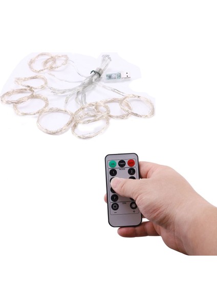 Beyaz Işık 300 LED Perde Peri Işıkları USB String Duvar Asma Parti Uzaktan Kumanda Beyaz (Yurt Dışından) fırsatları
