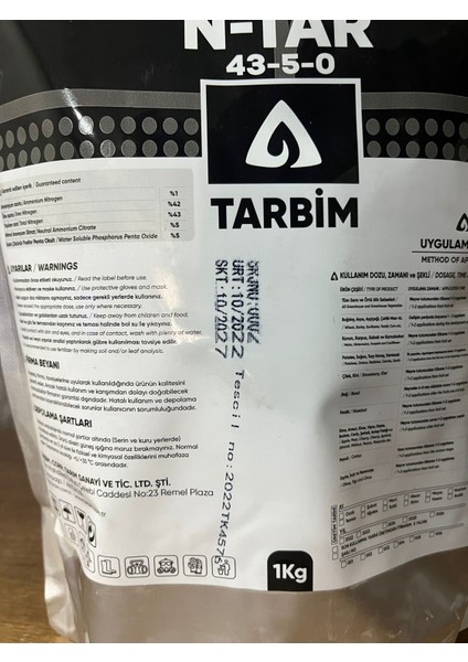 N-Tar 1kg Azot Içerikli Yaprak ve Damlama Gübresi fiyatları